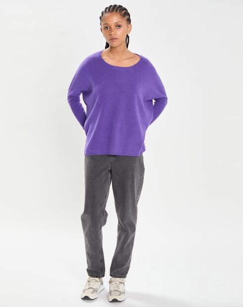 Poncho large 100% Cachemire col rond Alizée grape