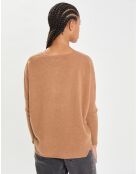 Poncho large 100% Cachemire col rond Alizée mocha