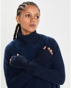 Mitaines 100% Cachemire poignets en côtes Mindy navy