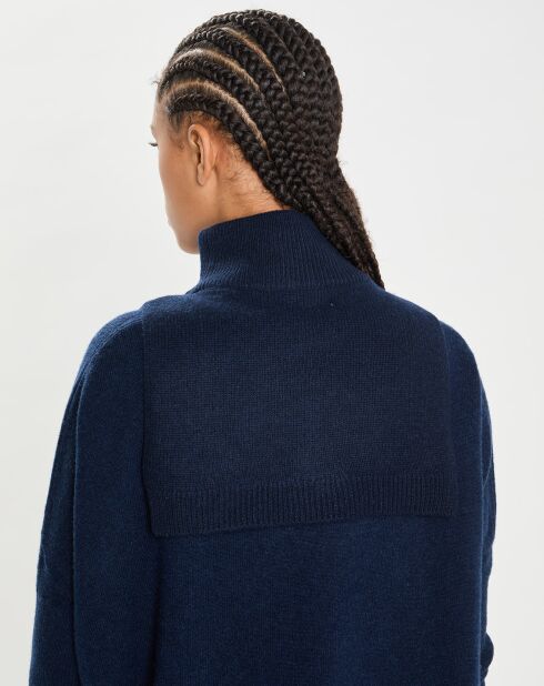Plastron 100% Cachemire col montant en côtes Carla navy