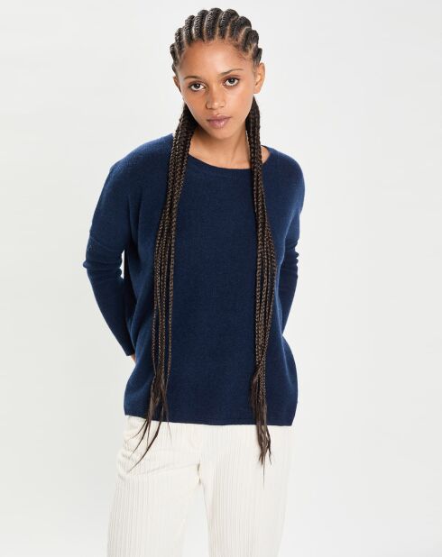 Poncho large 100% Cachemire col rond Alizée nuit