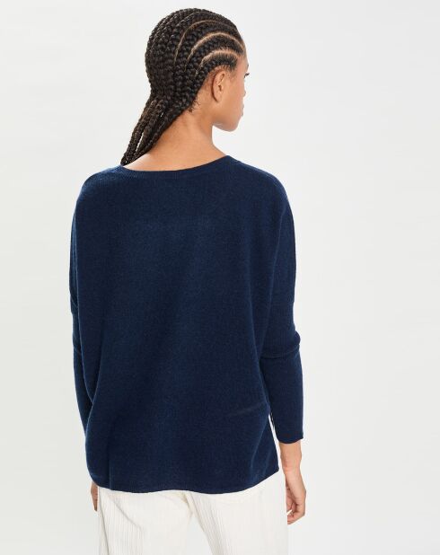 Poncho large 100% Cachemire col rond Alizée nuit