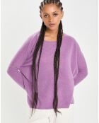 Poncho large 100% Cachemire col rond Alizée orchidée