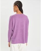 Poncho large 100% Cachemire col rond Alizée orchidée