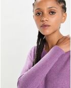 Poncho large 100% Cachemire col rond Alizée orchidée