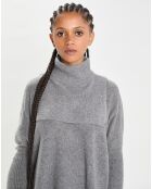 Plastron 100% Cachemire col montant en côtes Carla gris