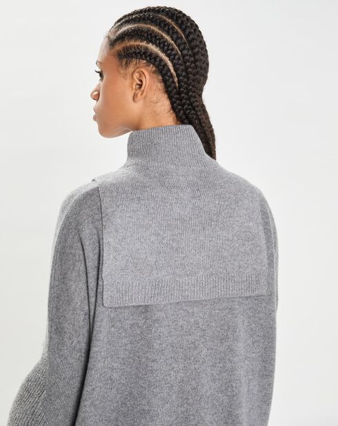 Plastron 100% Cachemire col montant en côtes Carla gris
