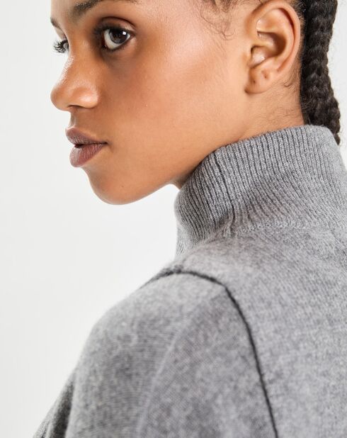 Plastron 100% Cachemire col montant en côtes Carla gris