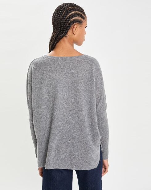 Poncho large 100% Cachemire col rond Alizée gris