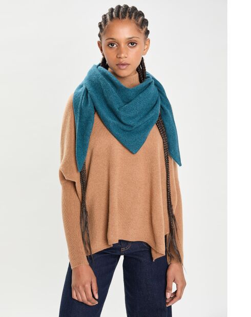 Echarpe 100% Cachemire triangle Shana heathered teal