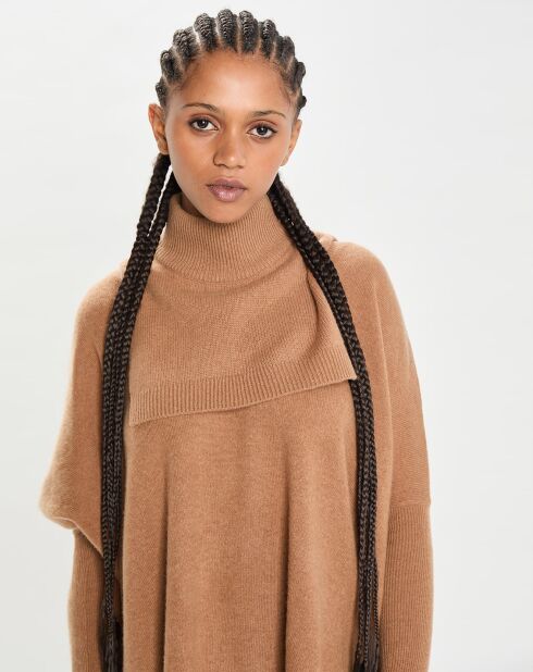 Plastron 100% Cachemire col montant en côtes Carla mocha