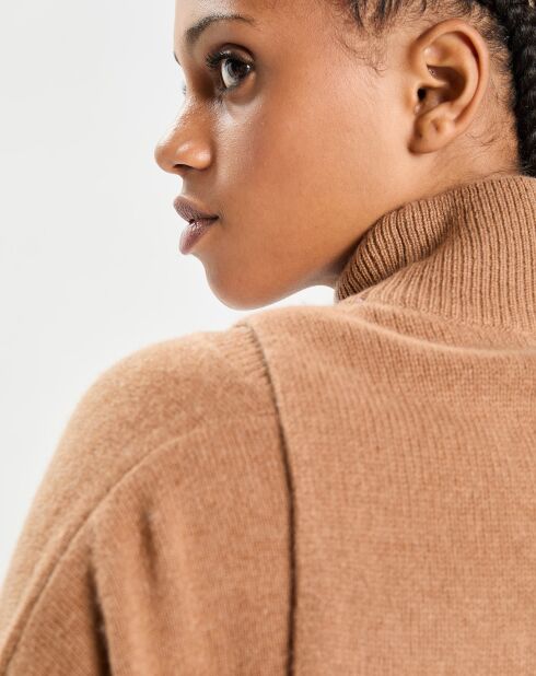 Plastron 100% Cachemire col montant en côtes Carla mocha