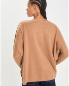 Poncho large 100% Cachemire col V Emma mocha