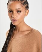 Poncho large 100% Cachemire col V Emma mocha