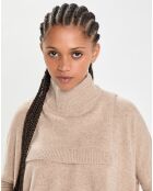 Plastron 100% Cachemire col montant en côtes Carla chestnut