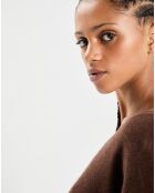 Poncho large 100% Cachemire col V Emma brownie