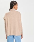 Pull poncho 100% Cachemire Lola col roulé chataigne