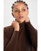 Poncho large 100% Cachemire col roulé Lola brownie