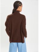 Poncho large 100% Cachemire col roulé Lola brownie