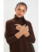 Mitaines 100% Cachemire poignets en côtes Mindy mocha