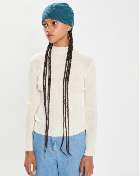 Bonnet 100% Cachemire maille perle Bonny heathered teal