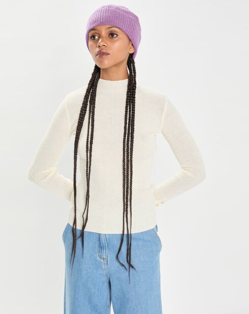 Bonnet 100% Cachemire maille perle Bonny orchidée