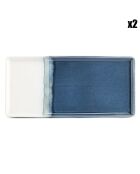 2 Plats à servir en Grès Flow bleus - 14x2x32.5 cm