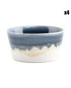 4 Bols en Grès Flow bleus - D.10 cm