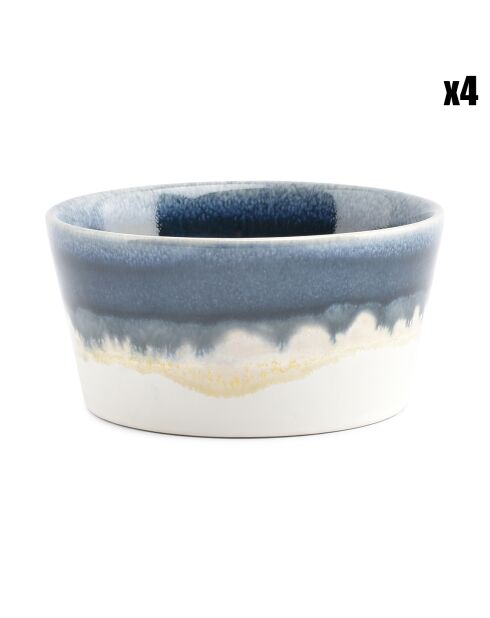4 Bols en Grès Flow bleus - D.10 cm