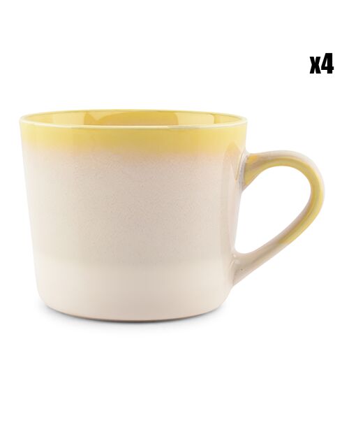 4 Chopes en Porcelaine Vera jaunes- 35 cl