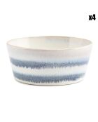 4 Bols en Grès Stripes beiges - D.13 cm