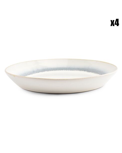 4 Bols en Grès Stripes beiges - D.23 cm