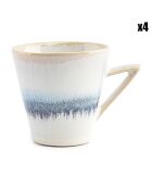 4 Tasses en Grès Stripes beiges - 18 cl