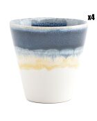 4 Tasses en Grès Flow bleues - 18 cl