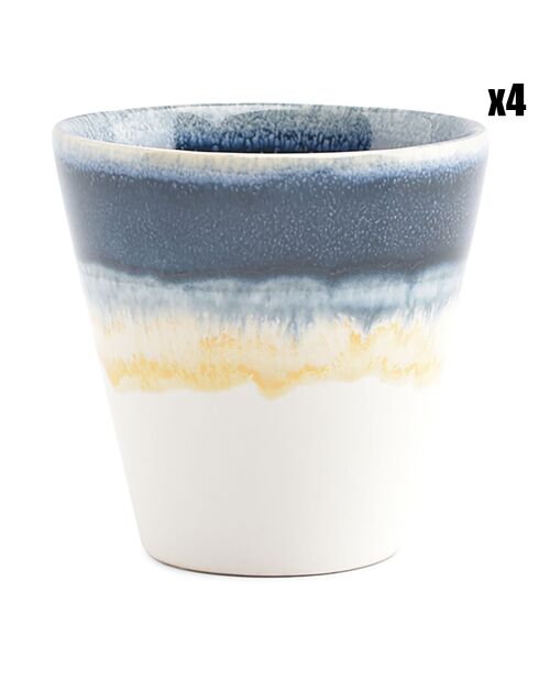4 Tasses en Grès Flow bleues - 18 cl