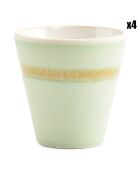 4 Tasses en Grès Flow vertes  - 18 cl