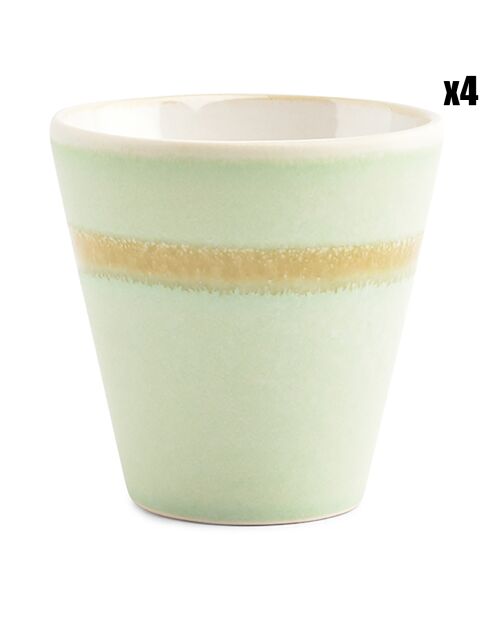 4 Tasses en Grès Flow vertes  - 18 cl