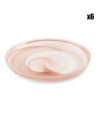 6 Assiettes plates Twirl transparent/ambre- D.21 cm