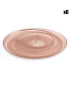 6 Assiettes plates Twirl  transparent/ambre - D.28 cm