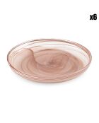 6 Assiettes plates Twirl transparent/ambre - D.14 cm