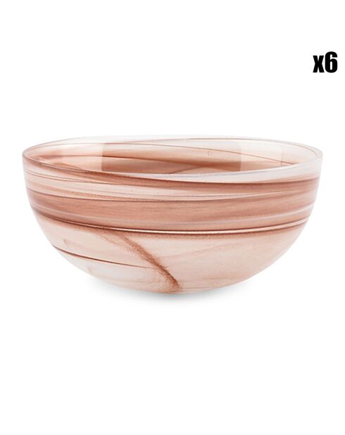 6 Bols Twirl transparent/ambre - D.15 cm