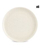 6 Assiettes plates en Porcelaine Dot blanches - D.20 cm