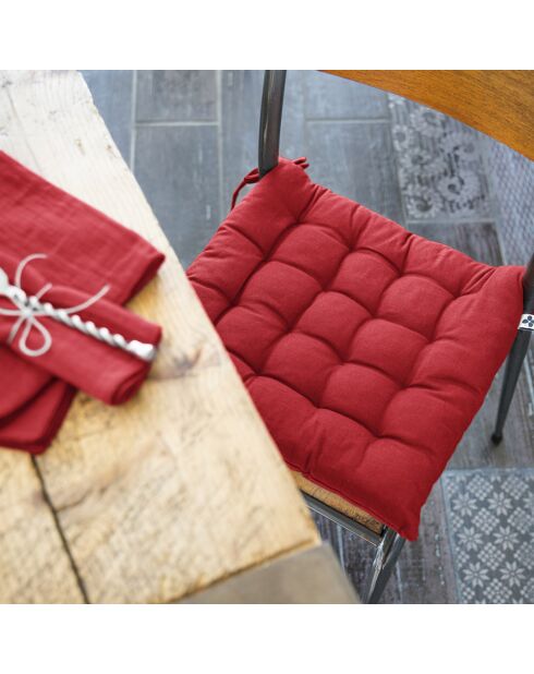Assise matelassée Kala rouge - 38x38 cm