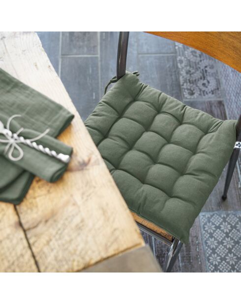 Assise matelassée Kala kaki - 38x38 cm