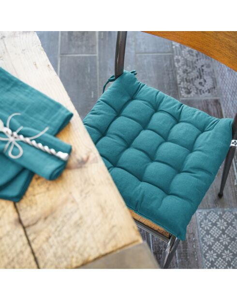 Assise matelassée Kala bleue - 38x38 cm