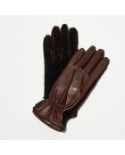 Gants en Cuir d'Agneau doublés Laine Madeleine marron foncé