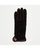Gants en Cuir d'Agneau doublés Laine Madeleine marron foncé