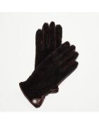 Gants en Cuir d'Agneau doublés Laine Madeleine marron foncé