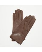 Gants en Cuir d'Agneau Waves taupe foncé