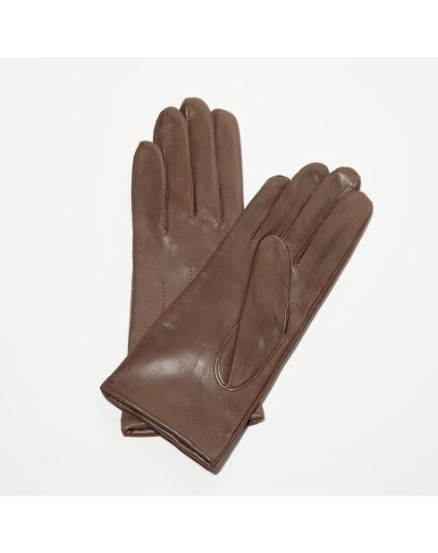 Gants en Cuir d'Agneau Waves taupe foncé